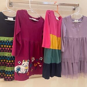 Lot of 4 Hanna Andersson Fuchsia Floral Cat Knit Dress